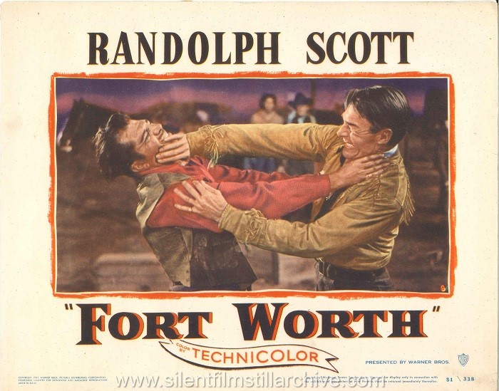 Lobby card for FORT WORTH (1951) with Ray Teal and  Randolph Scott