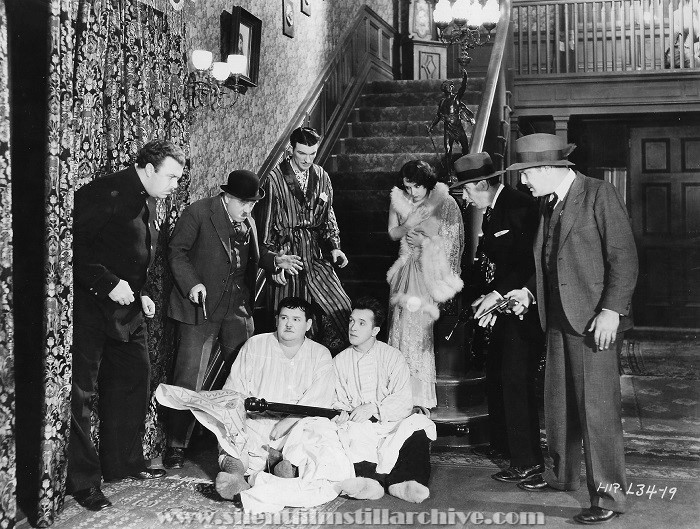 Tiny Sanford, Fred Kelsey, Art Rowland, Dorothy Granger, Rube Clifford, Stanley Blystone, Oliver Hardy and Stan Laurel in THE LAUREL-HARDY MURDER CASE (1930)