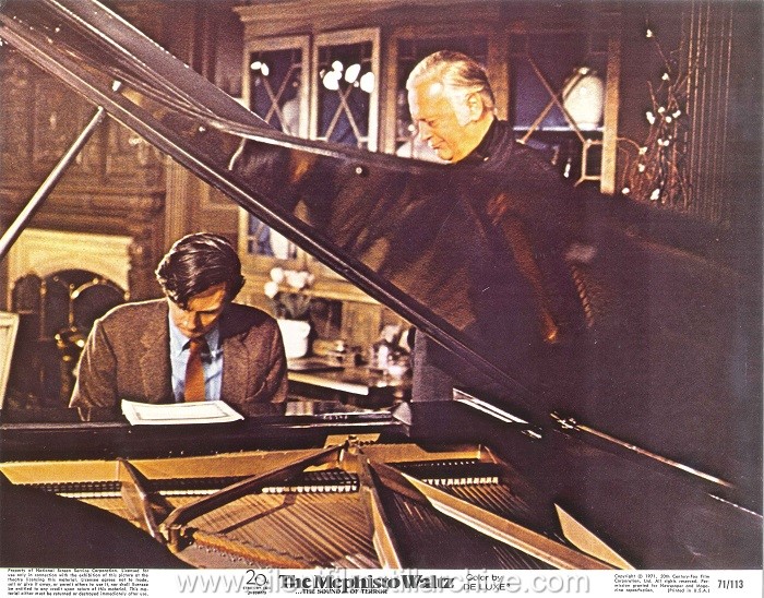 Lobby card for THE MEPHISTO WALTZ (1971) with Alan Alda at the piano and Curt Jurgens