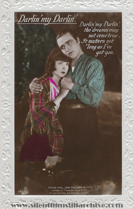 Talkie Song Series Postcard for SMILIG IRISH EYES (1929) with Colleen Moore and James Hall