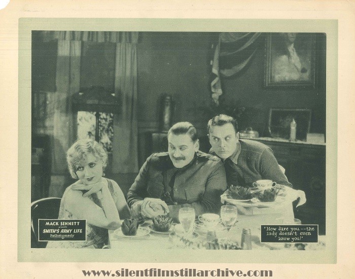 Lobby card for SMITH'S ARMY LIFE (1928) with Ruth Hiatt, Vernon Dent, and Raymond McKee