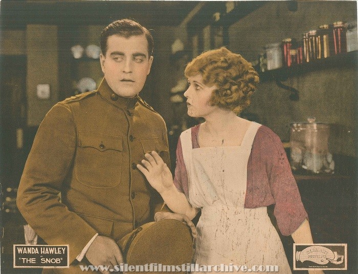 Lobby card for THE SNOB (1921) with William Lawrence and Wanda Hawley