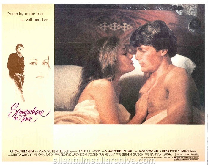 Lobby card with Jane Seymour and Christopher Reeve in SOMEWHERE IN TIME (1980)
