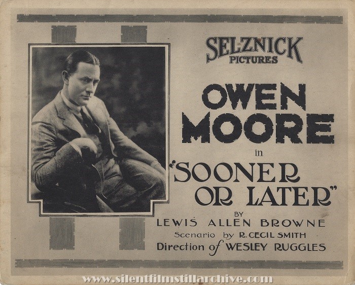Mini lobby card for SOONER OR LATER (1920) with Owen Moore