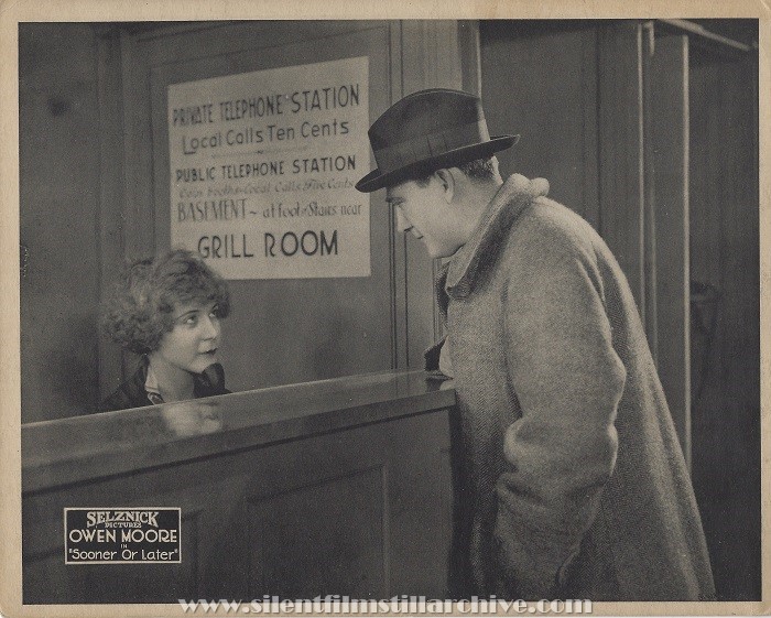 Mini lobby card for SOONER OR LATER (1920) with Owen Moore
