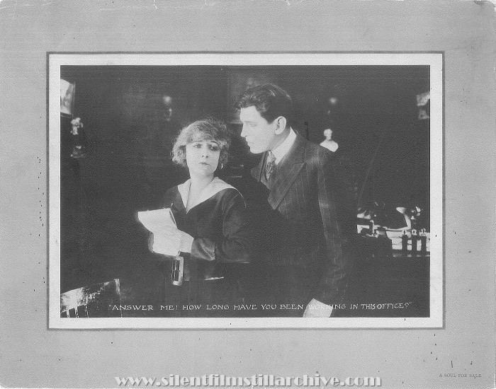 Dorothy Phillips and Albert Roscoe on a lobby card for A SOUL FOR SALE (1918)