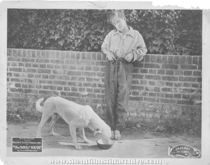 Lobby card for THE SOUL OF YOUTH (1920) with Lewis Sargent and dog