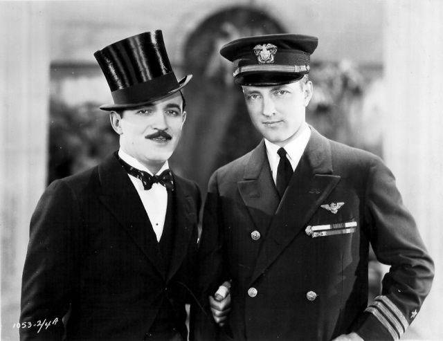 Raymond Griffith publicity photo for WEDDING BILL$ (1927). He is standing with explorer Richard Byrd.