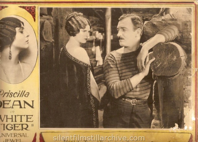 Lobby card with Priscilla Dean and Raymond Griffith in WHITE TIGER (1923)