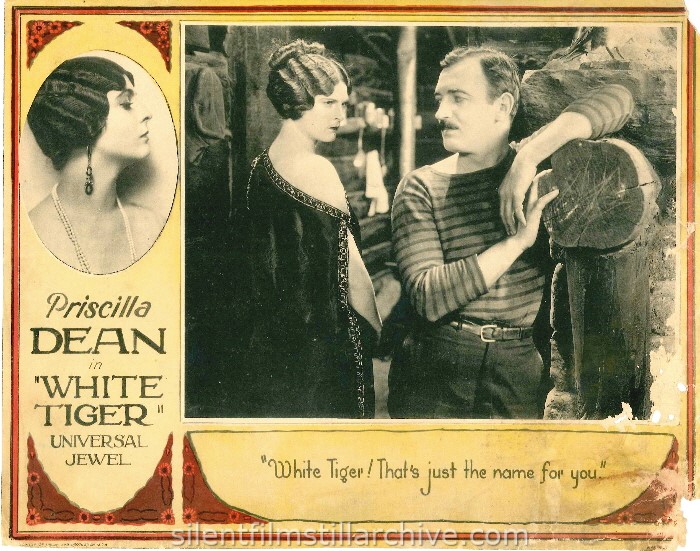 Lobby card with Priscilla Dean and Raymond Griffith in WHITE TIGER (1923)