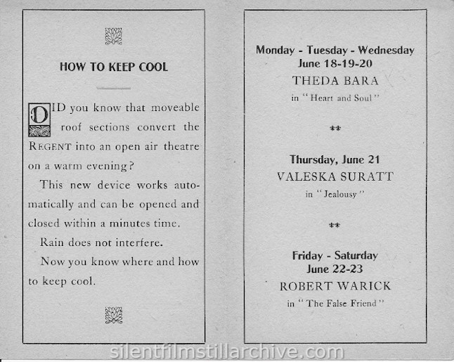 Albany Regent Theatre program, June 18, 1917
