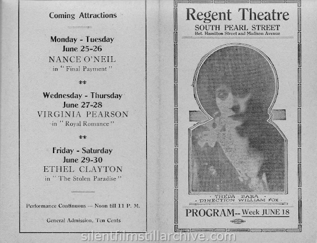 Albany Regent Theatre program, June 1917