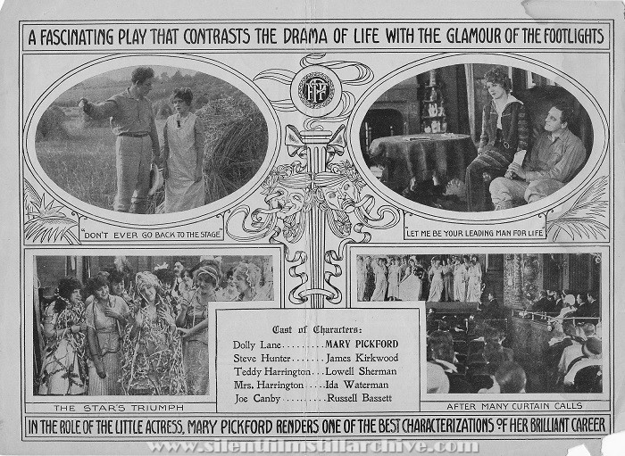 Herald for BEHIND THE SCENES (1914) with Mary Pickford and James Kirkwood