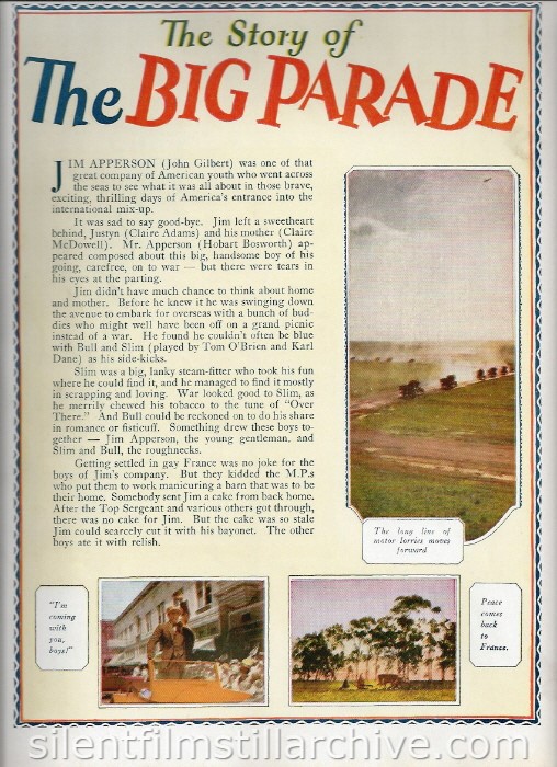 Program for THE BIG PARADE (1925) 