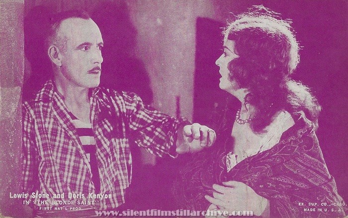 Arcade card for THE BLONDE SAINT (1926) with Lewis Stone and Doris Kenyon