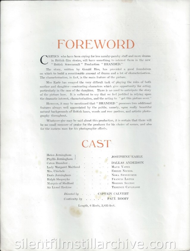 Branded (1920) pressbook
