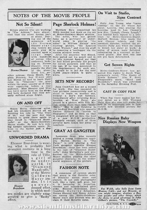 Brooklyn, New York, Loew's Boro Park Theatre program for March 26th, 1928