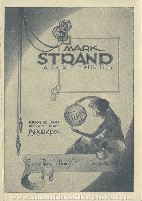 Brooklyn, New York, Mark Strand Theatre program for November 6th, 1921
