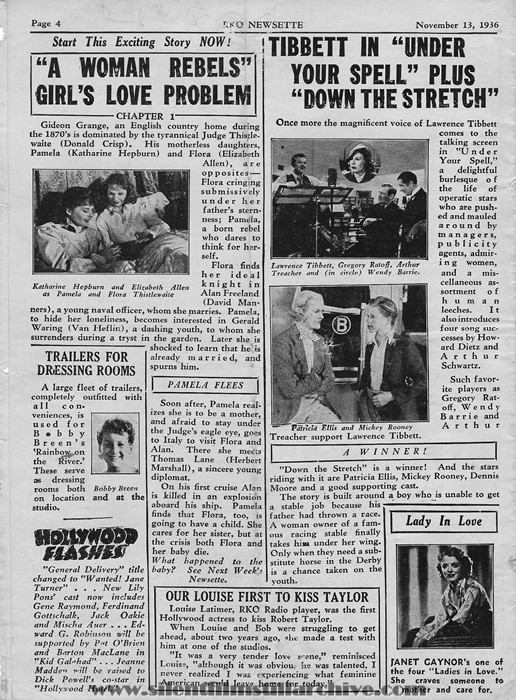 Tilyou Theatre, Theater program, November 13, 1936