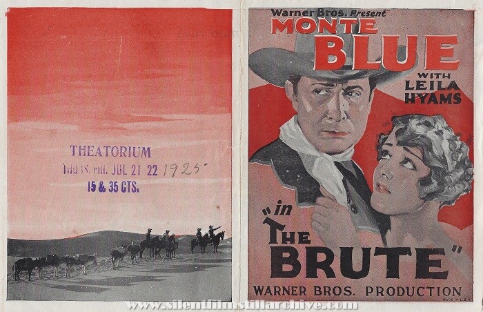 Herald for THE BRUTE (1927) with Monte Blue and Leila Hyams