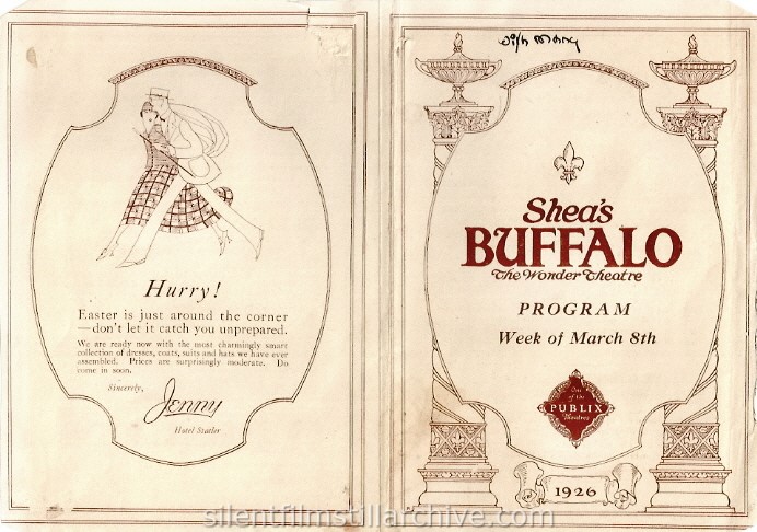 Shea's Buffalo Theatre, Buffalo, New York program