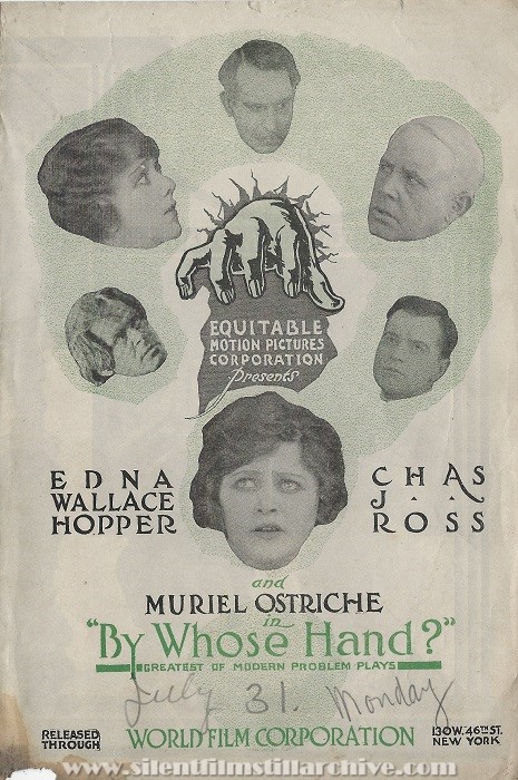 Herald for BY WHOSE HAND? (1916) with Muriel Ostrich