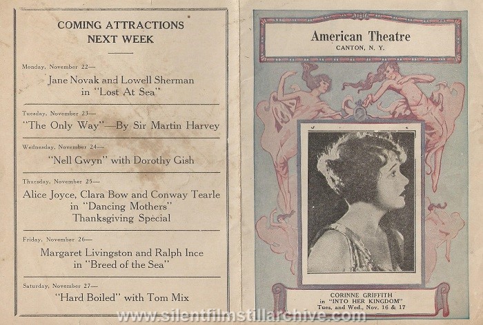 Corinne Griffith on the American Theatre program, June 14, 1926, Canton, New York
