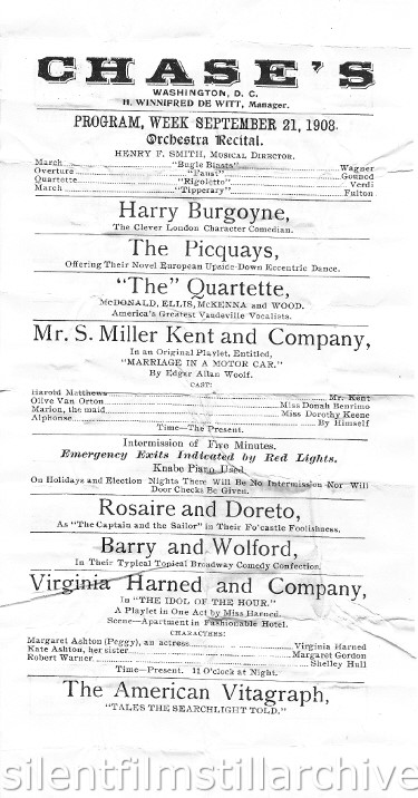 Chase's Vaudeville Washington D.C. Program 1908