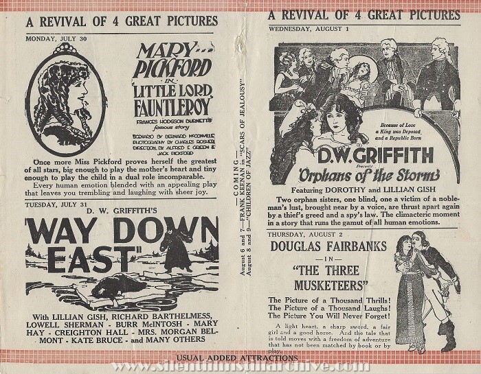 Chicago Chatham Theatre program from July 29, 1923