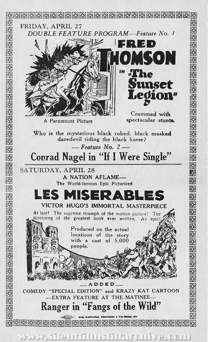 Plaisance Theatre program, April 22, 1928, Chicago, Illinois