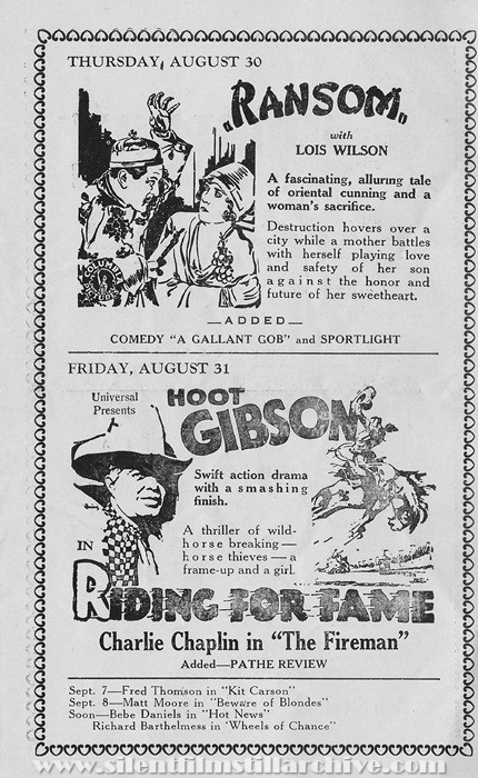 Plaisance Theatre program, August 26, 1928, Chicago, Illinois