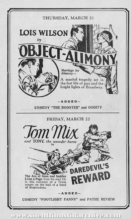 Plaisance Theatre program, March 17, 1929, Chicago, Illinois