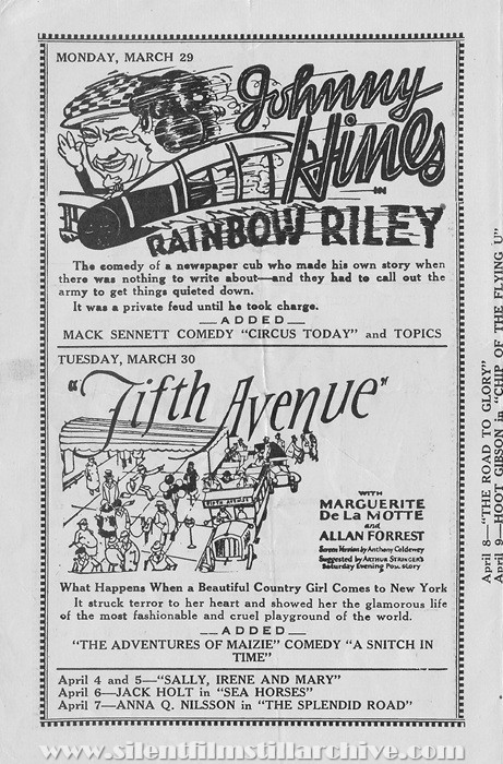 Plaisance Theatre program, March 25, 1926, Chicago, Illinois