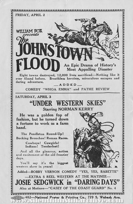 Plaisance Theatre program, March 25, 1926, Chicago, Illinois