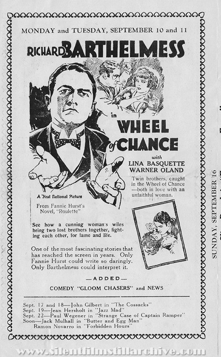 Plaisance Theatre program, September 9, 1928, Chicago, Illinois