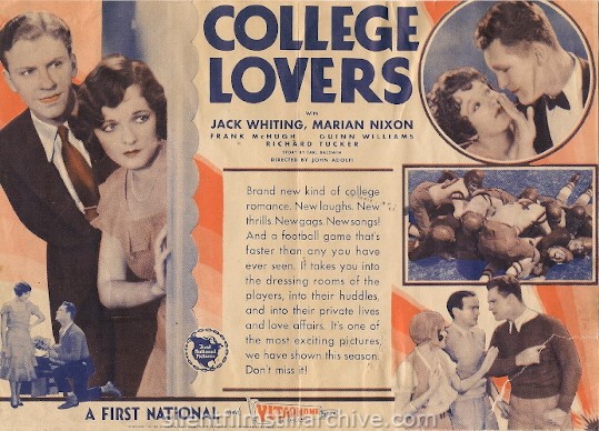 Advertising Herald for COLLEGE LOVERS (1930) with Jack Whiting and Marian Nixon.