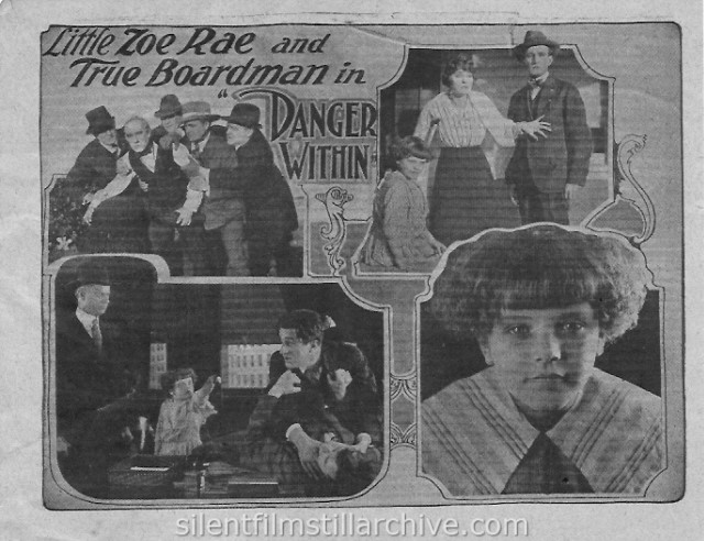Zoe Rae and True Boardman in DANGER WITHIN (1918) movie herald