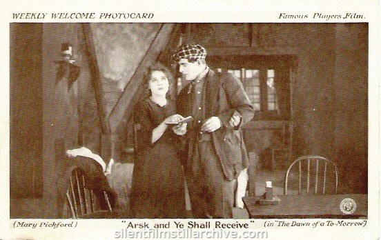 THE DAWN OF A TOMORROW (1915) Photocard with  Mary Pickford and David Powell.