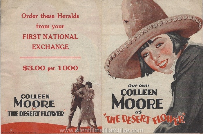 Advertising herald for THE DESERT FLOWER (1925) with Colleen Moore