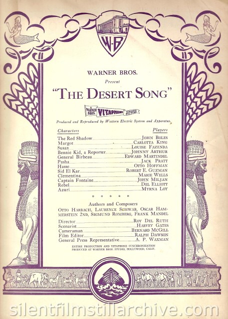 DESERT SONG (1929) program