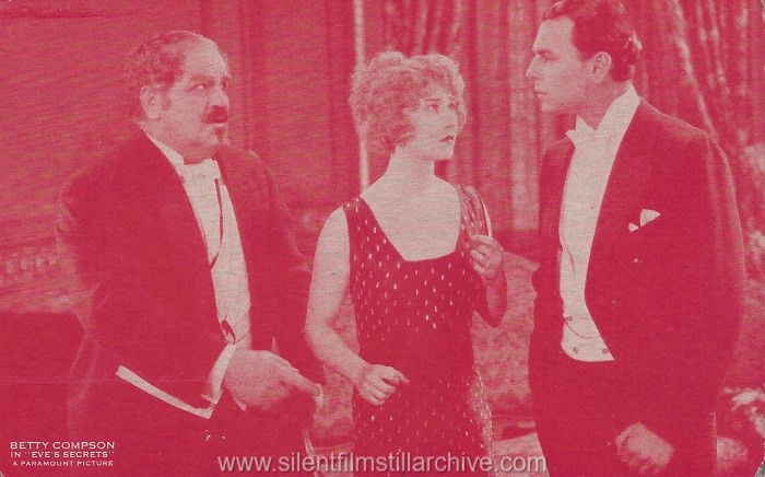 Postcard with Lionel Belmore, Betty Compson and William Collier, Jr. in EVE'S SECRET
