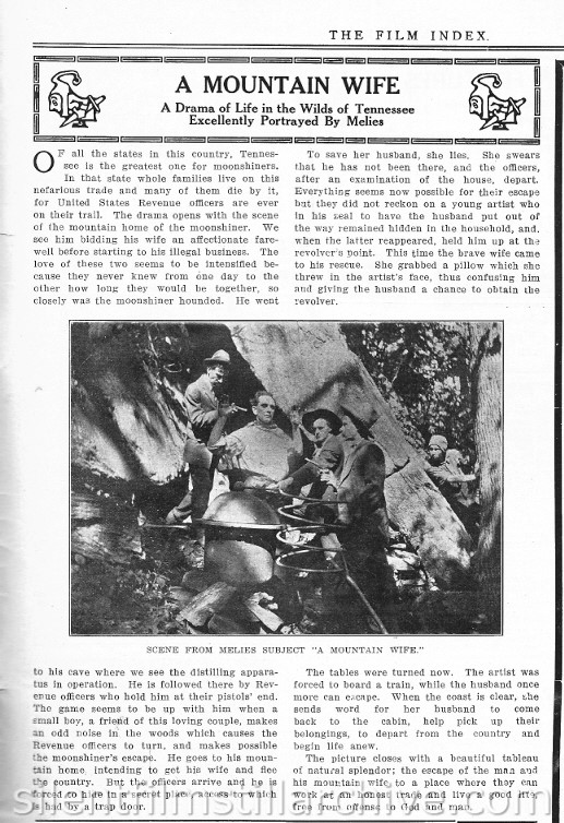 Film Index, November 5, 1910 review of the Melies film A MOUNTAIN WIFE
