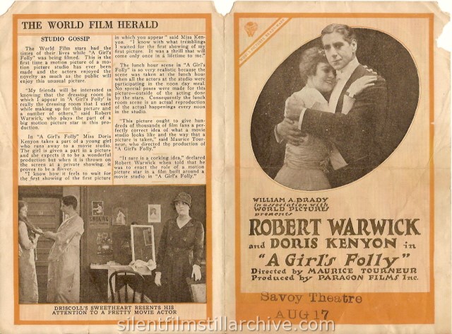 A GIRL'S FOLLY (1917) flyer