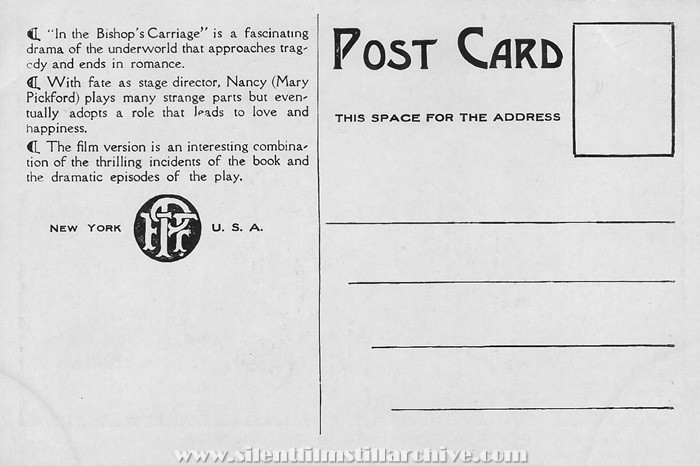 Postcard for IN THE BISHOP'S CARRIAGE (1913) with Mary Pickford