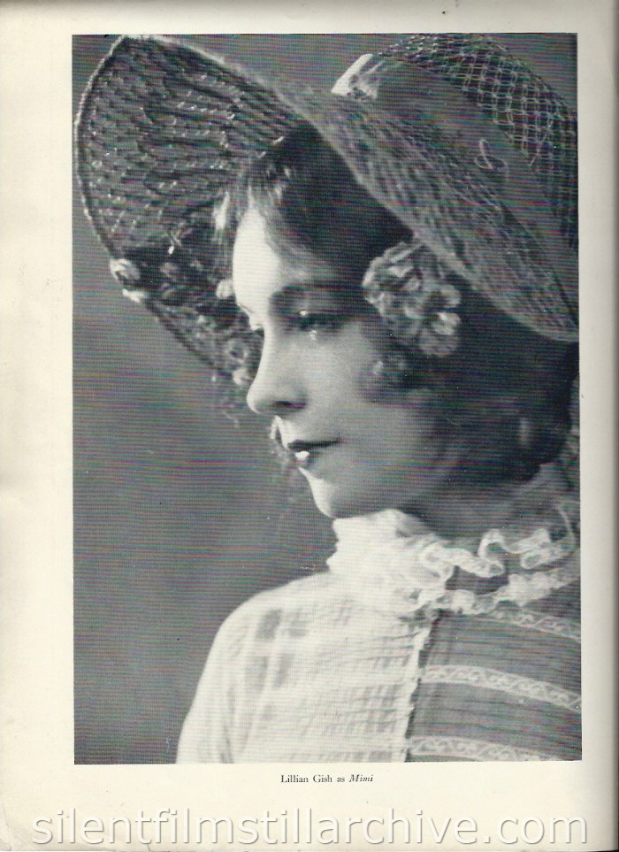 Lillian Gish as Mimi inLA BOHEME (1926). Theater program