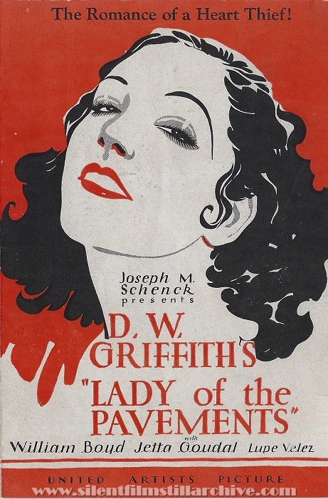 Herald for LADY OF THE PAVEMENTS (1929) with Lupe Velez
