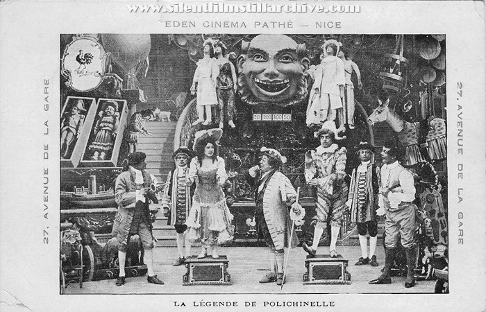 Pathé postcard for LA LEGENDE DE POLICHINELLE / HARLEQUIN'S STORY (1907) with Max Linder