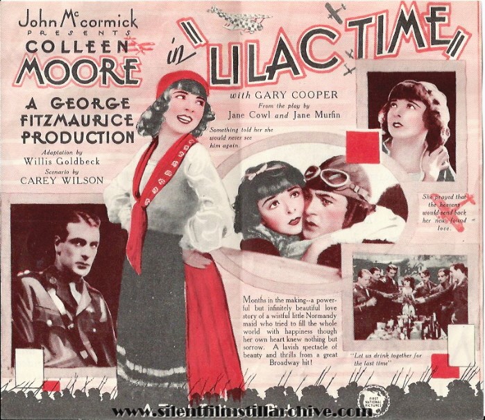 Herald for LILAC TIME (1928) with Colleen Moore and Gary Cooper