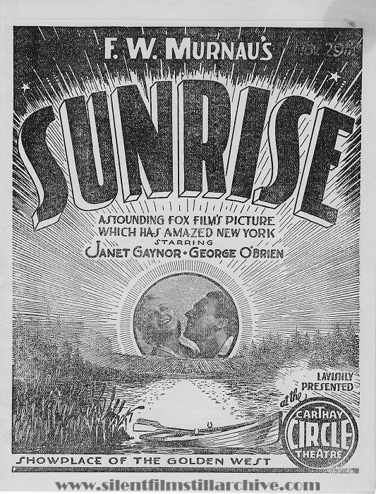 Los Angeles Carthay Circle Theatre program for SUNRISE (1927)