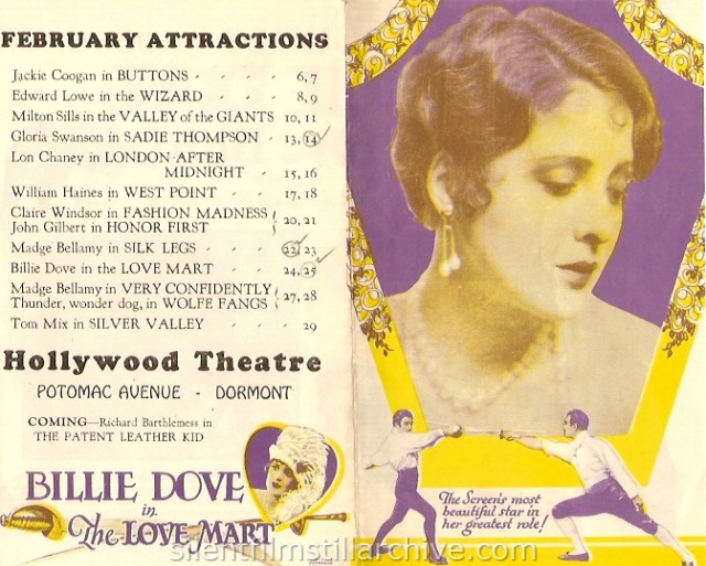 THE LOVE MART (1927) advertising herald from The Hollywood Theatre in Pittsburgh, Pennsylvania